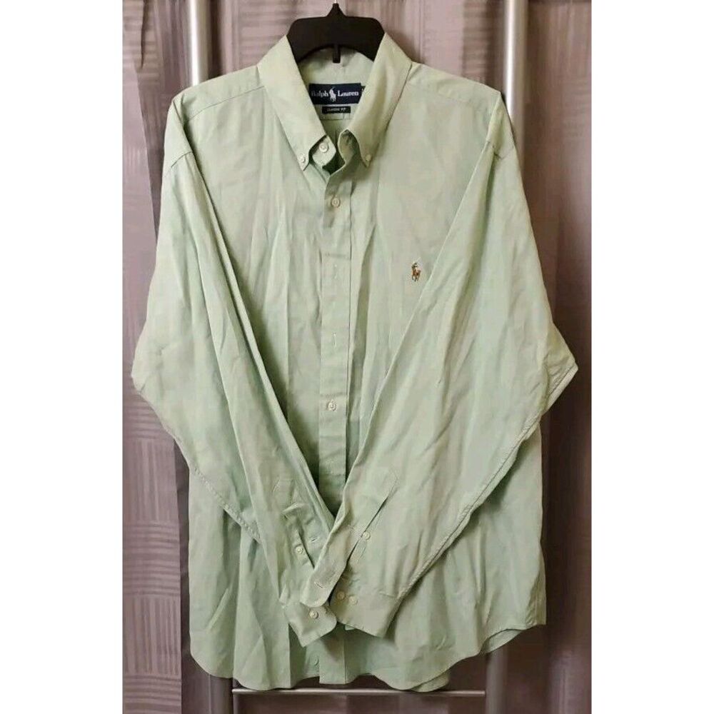 Polo Ralph Lauren Shirt Mens 17.5 Seafoam Classic Fit‎ Long Sleeve Pony 34/35